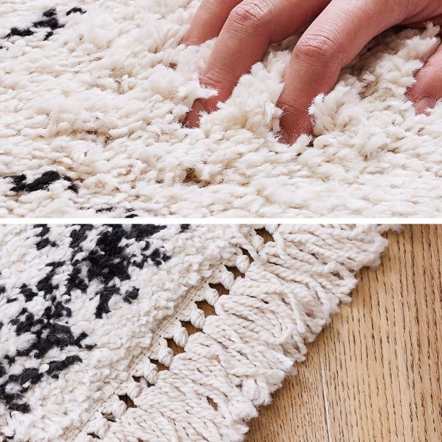 ウィルトンマット BOHO 約40×60cm ベニワレン風 モロッコ風 モロッカン 玄関マット インテリアマット ふかふか シャギー ベルギー製 いぐさ たたみ