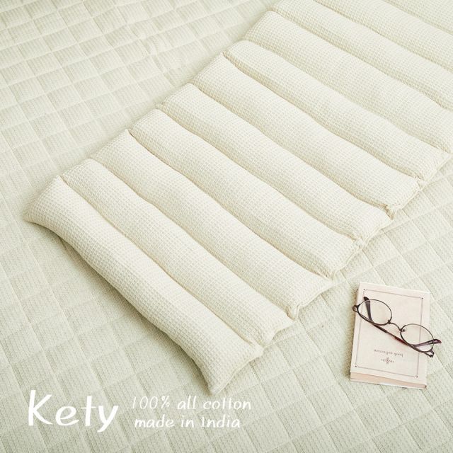 スーパSALE10倍&4時間限定10%OFF インド綿 ロングクッション ケティ 約43×120cm ワッフル生地 コットン100% シートクッション いぐさ たたみ
