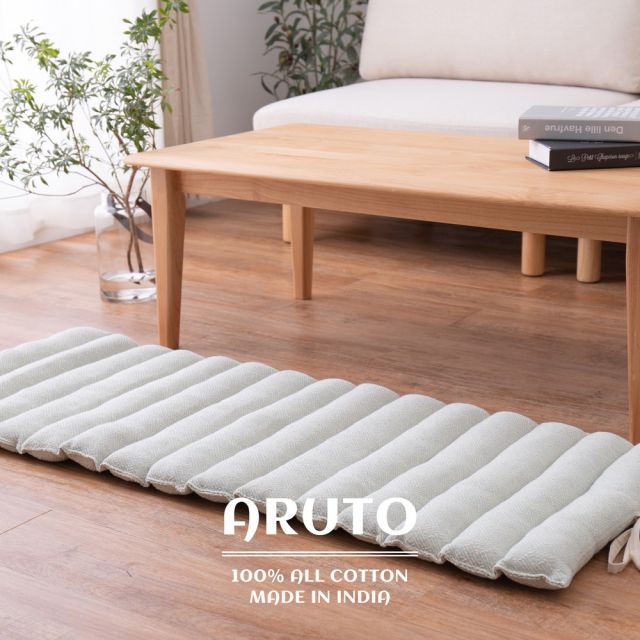 スーパSALE10倍&4時間限定10%OFF インド綿 ロングクッション アルト 約43×120cm 長座布団 ごろ寝クッション コットン100% ひも付き いぐさ たたみ