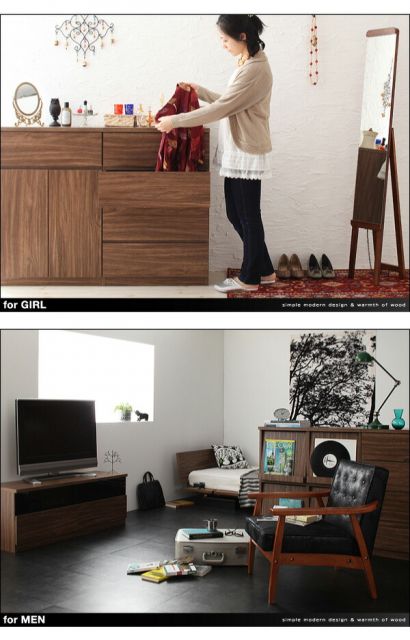 スーパSALE10倍&4時間限定10%OFF リビング収納 チェスト キャビネット タンス テレビ台 シンプルモダンリビングシリーズ 2点セット(チェスト+キャビネット)