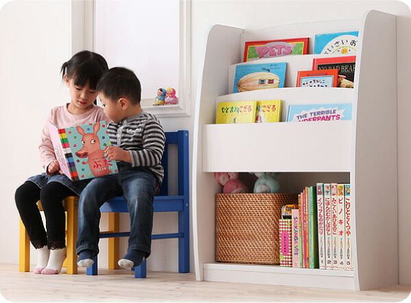 スーパSALE10倍&4時間限定10%OFF 子供用収納 シンプルデザイン キッズ収納家具シリーズ CREA クレア 棚付絵本ラック