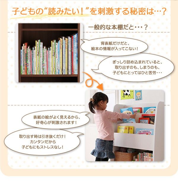 スーパSALE10倍&4時間限定10%OFF 子供用収納 シンプルデザイン キッズ収納家具シリーズ CREA クレア 棚付絵本ラック