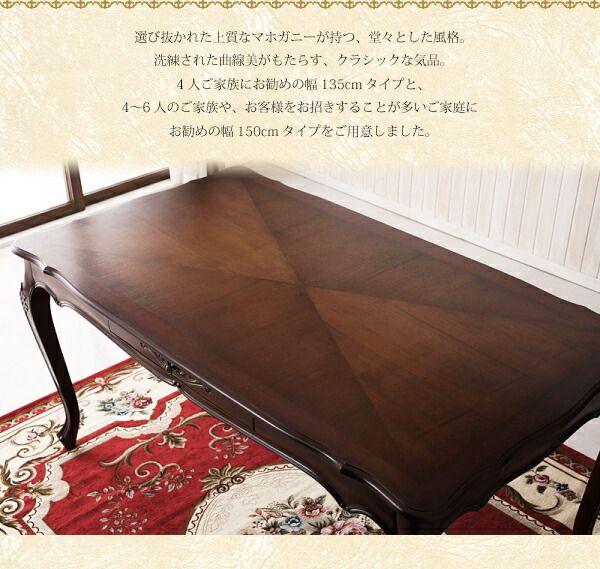 スーパSALE10倍&4時間限定10%OFF テイストファニチャー(ダイニングシリーズ) ヨーロピアンクラシックデザイン アンティーク調ダイニング 5点セット(テーブル+チェア4脚) W135