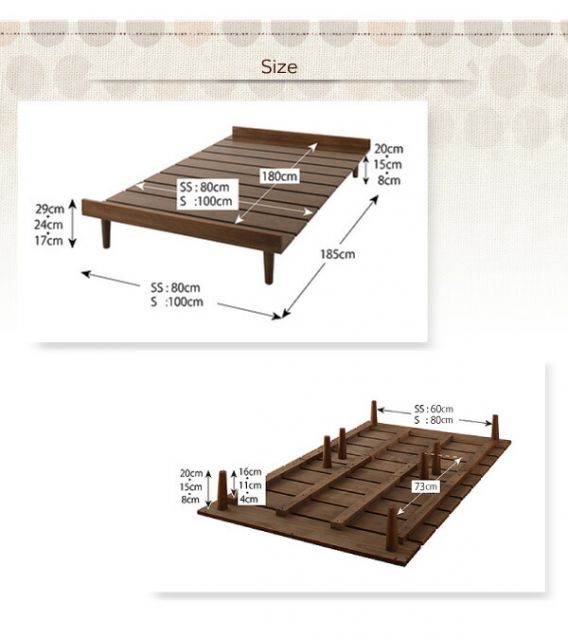 ショート丈北欧デザインベッド スタンダードボンネルコイルマットレス付き ステージ セミシングル フレーム幅100 ショート丈