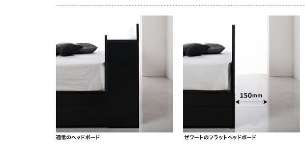 シンプルモダンデザイン・収納ベッド スタンダードポケットコイルマットレス付き セミダブル
