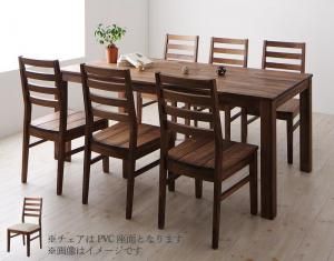 スーパSALE10倍&4時間限定10%OFF ダイニングセット(テーブル&チェア) 総無垢材ダイニングシリーズ 6人 7点セット(テーブル+チェア6脚) ウォールナット PVC座 W180
