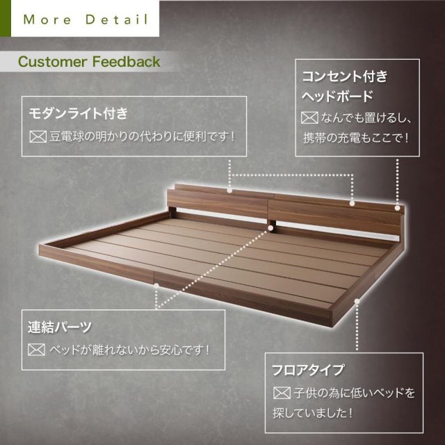 スーパSALE10倍&4時間限定10%OFF 大型モダンフロアベッド マルチラススーパースプリングマットレス付き ワイドK200