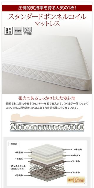スーパSALE10倍&4時間限定10%OFF 棚・コンセント・収納付き大型モダンデザインベッド プレミアムボンネルコイルマットレス付き ワイドK240(SD×2)