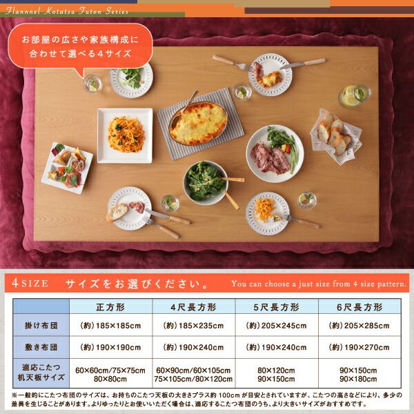 スーパSALE10倍&4時間限定10%OFF こたつ布団セット ふんわりなめらか防ダニフランネル 「ダブルで暖か」こたつ掛け敷き布団2点セット 5尺長方形(90×150cm)天板対応