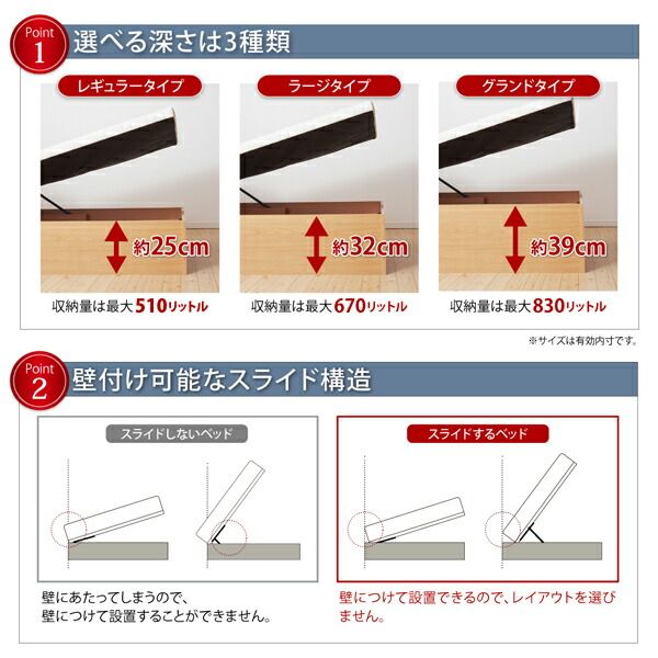 ベッド ベット マットレス付き 収納 収納付 収納ベッド 跳ね上げ 跳ね上げベッド ガス圧 ガス圧式 すのこ お客様組立 薄型スタンダードボンネルコイルマットレス付き 横開き セミシングル 深さレギュラー