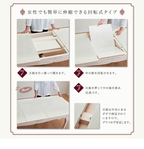 スーパSALE10倍&4時間限定10%OFF テイストファニチャー(ダイニングシリーズ) エクステンションクラシックダイニング 5点セット(テーブル+チェア4脚) チェア肘なし W140-180