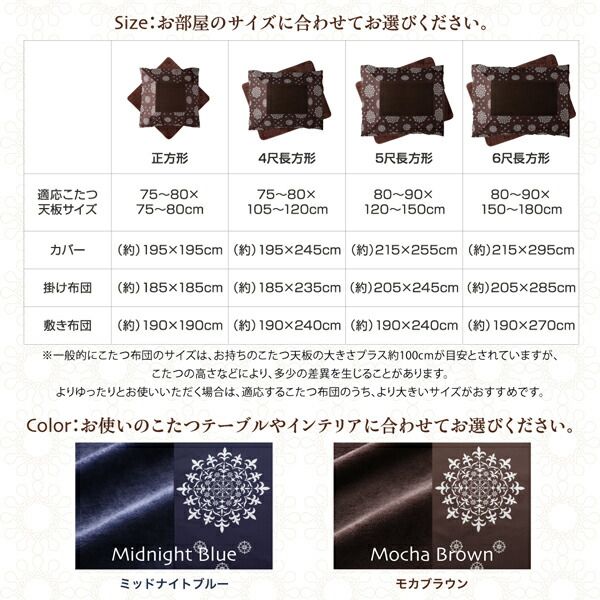 スーパSALE10倍&4時間限定10%OFF こたつ布団セット お得なセットが選べるザブザブ洗えるレース柄カバー&防ダニこたつ布団 こたつ布団3点セット(掛・敷布団+カバー) 6尺長方形(90×180cm)天板対応