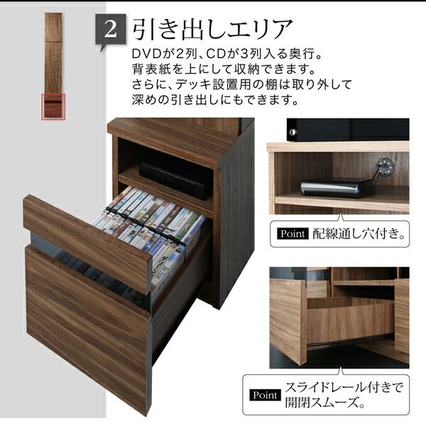 スーパSALE10倍&4時間限定10%OFF テレビボード テレビ台 TV台 ハイタイプ 55型 55インチ 大型テレビ 収納 シリーズ 収納付き 棚 キャビネット 家電収納 引き出し AVラック ディスプレイ 木目 鏡面 強化壁面 キャビネット 木扉