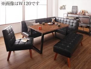 スーパSALE10倍&4時間限定10%OFF ダイニングセット(テーブル&ソファ ベンチ チェア) 古木風 ヴィンテージ カフェスタイル リビングダイニング 6人 5点セット(テーブル+ソファ1脚+アームソファ1脚+チェア1脚+ベンチ1脚) 右アーム W150
