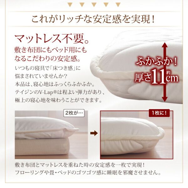スーパSALE10倍&4時間限定10%OFF MITAS寝具SELECT 敷き布団 マットレス テイジン V-Lap使用 日本製 朝の目覚めを考えた 腰にやさしい 高弾力四層敷き布団 セミダブル