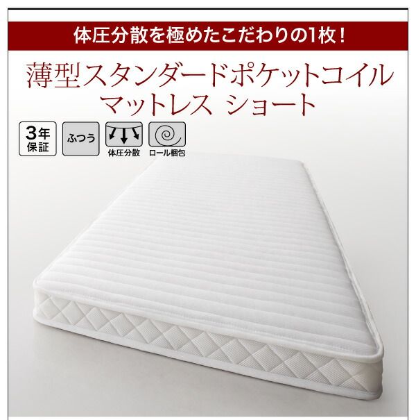 収納付きベッド 収納 引き出し付き コンパクト 180 ショート おしゃれ 狭い部屋 一人暮らし 子供部屋 薄型スタンダードポケットコイルマットレス付き セミシングル ショート丈 専用ボックスシーツ&敷パッド付 棚セット