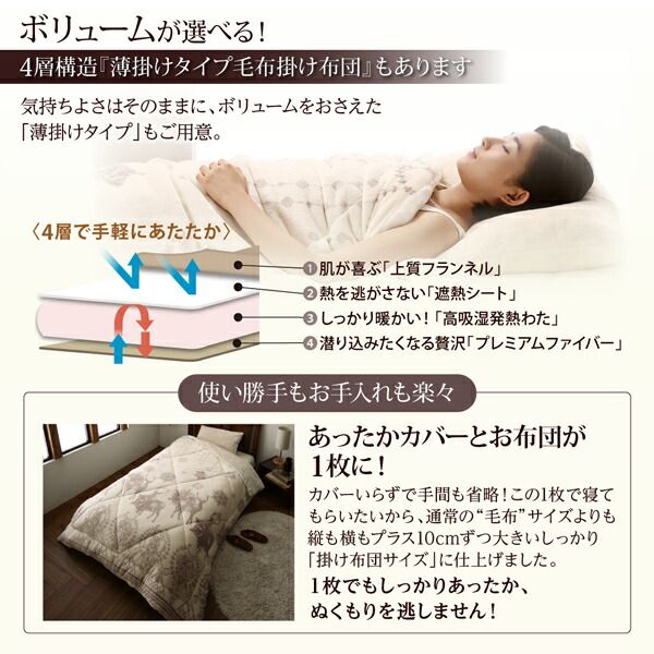 スーパSALE10倍&4時間限定10%OFF MITAS寝具SELECT 毛布 ケット 掛け布団 2枚合わせ プレミアムな肌触り 北欧モダンスタイル ボリュームが選べる毛布布団シリーズ 毛布掛布団単品 高吸湿発熱わた入り 薄掛けタイプ シングル