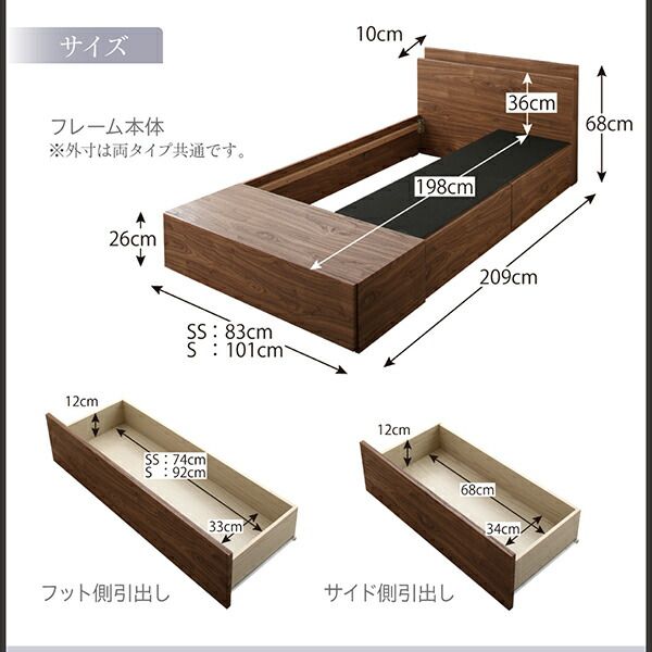 スーパSALE10倍&4時間限定10%OFF ベッド 収納付きベッド マットレス付き 連結 セミシングルベッド 5人 4人 3人 キッズ ベビー 子供 ファミリー 収納家具 収納 収納付き スタンダードボンネルコイルマットレス付 Aタイプ セミシングル