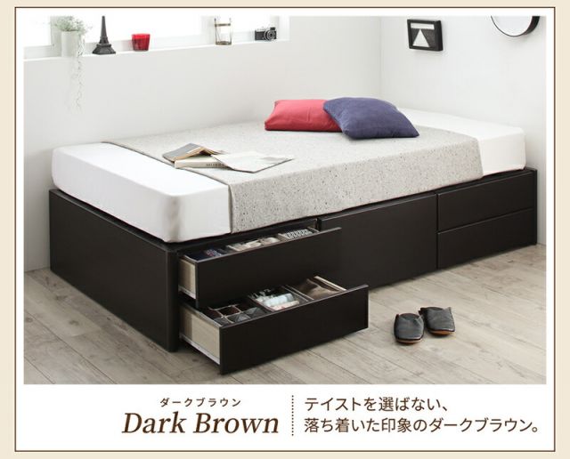 マラソン10倍中 ショート丈チェストベッド ヘッドレス 薄型プレミアムポケットコイルマットレス付き シングル ショート丈