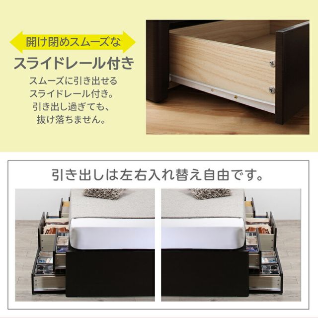 マラソン10倍中 ショート丈チェストベッド ヘッドレス 薄型プレミアムポケットコイルマットレス付き シングル ショート丈