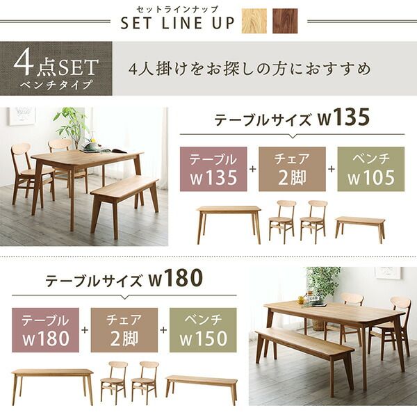 スーパSALE10倍&4時間限定10%OFF ダイニングセット(テーブル&チェア) 天然木総無垢材ダイニング 4人 5点セット(テーブル+チェア4脚) W180