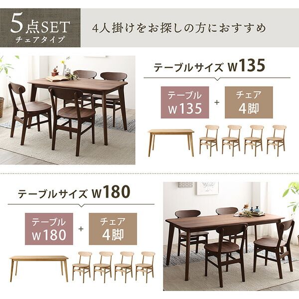 スーパSALE10倍&4時間限定10%OFF ダイニングセット(テーブル&チェア) 天然木総無垢材ダイニング 4人 5点セット(テーブル+チェア4脚) W180