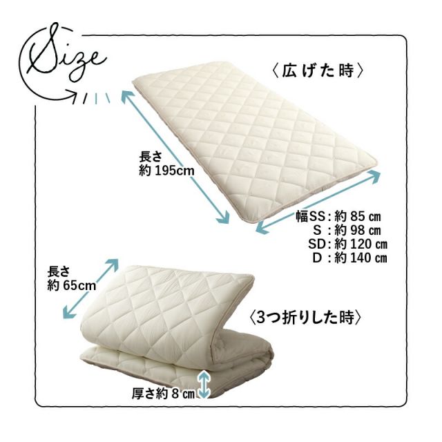 スーパSALE10倍&4時間限定10%OFF MITAS寝具SELECT 敷布団 敷き布団 日本製 国産 ダブル 布団 帝人 TEIJIN MEGATOPECO 固綿 硬め 軽量 体圧分散 防ダニ 抗菌防臭 高反発 長持ち 高通気 吸汗速乾 清潔素材アクフィット ベッド ベット ふとん かため 腰 おしゃれ 白 ダブル