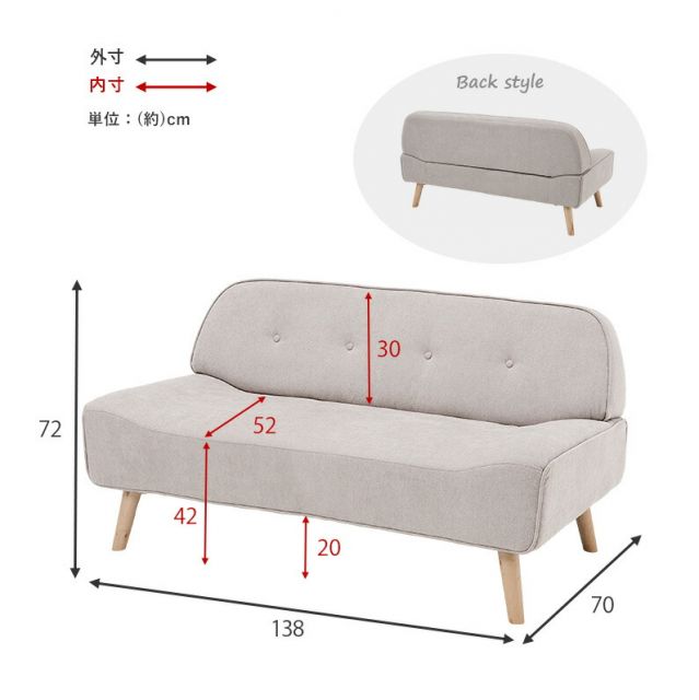 スーパSALE10倍&4時間限定10%OFF ソファ-ファジ 138×70×72cm