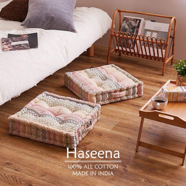スーパSALE10倍&4時間限定10%OFF インド綿クッキークッション ハシーナ 42×42×10cm