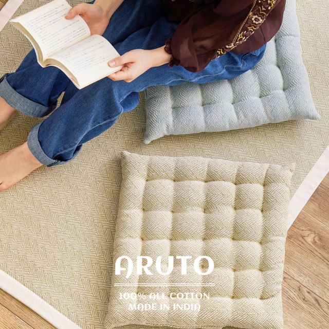 スーパSALE10倍&4時間限定10%OFF インド綿シートクッション アルト 40×40cm