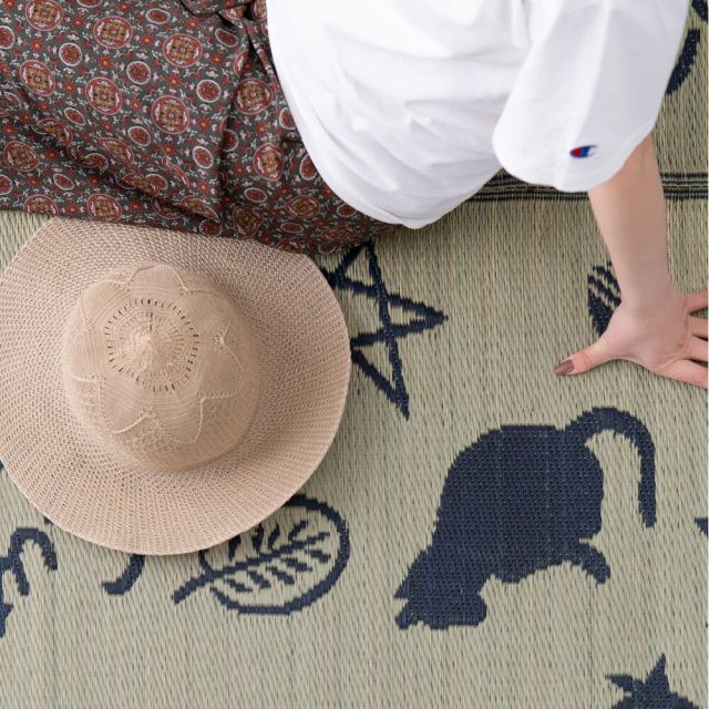 スーパSALE10倍&4時間限定10%OFF い草ラグ キューティーキャット 176×230cm