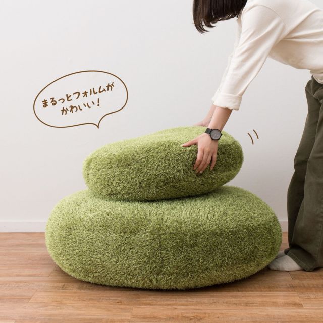 スーパSALE10倍&4時間限定10%OFF リアル芝生風生地のもちもちクッション シーヴァ Mサイズ(直径60×11)