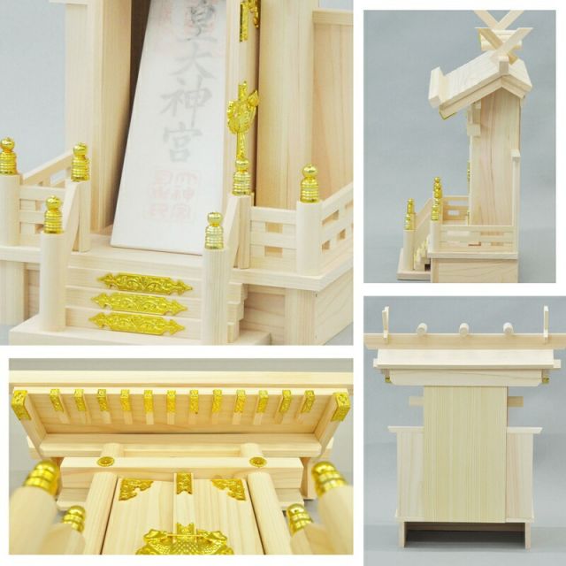スーパSALE10倍&4時間限定10%OFF 神棚 神明 国産桧 幅34.5×奥行22×高さ40.5cm