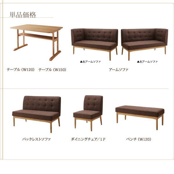 スーパSALE10倍&4時間限定10%OFF ダイニングセット(テーブル&ソファ) 北欧デザインリビングダイニングセット 4人 4点セット(テーブル+ソファ1脚+アームソファ1脚+チェア1脚) 右アーム W120 組立設置付