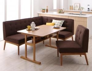 スーパSALE10倍&4時間限定10%OFF ダイニングセット(テーブル&ソファ) 北欧デザインリビングダイニングセット 4人 4点セット(テーブル+ソファ1脚+アームソファ1脚+チェア1脚) 右アーム W120 組立設置付