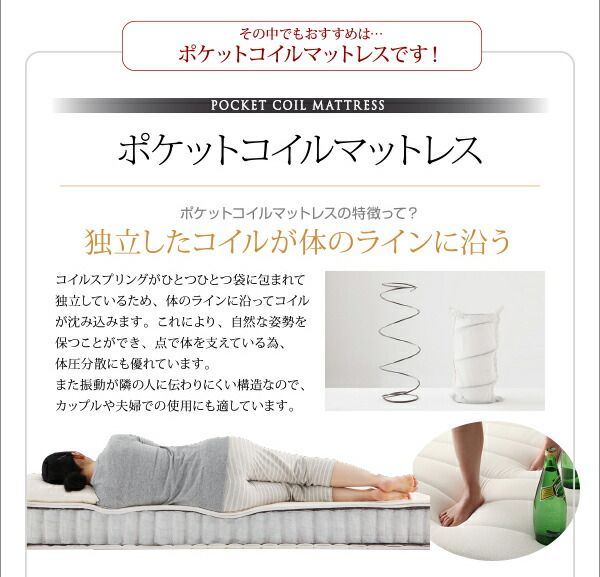 スーパSALE10倍&4時間限定10%OFF モダンデザインベッド プレミアム2層ポケットコイルマットレス付き クイーン(Q×1) 組立設置付