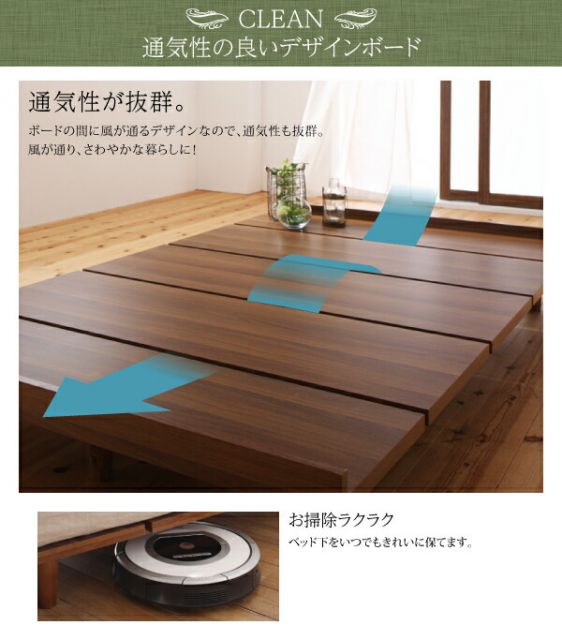 デザインボードベッド スタンダードボンネルコイルマットレス付き 木脚タイプ ステージ セミシングル フレーム幅100 ショート丈 組立設置付