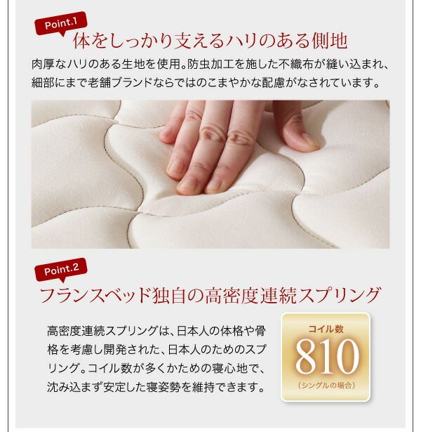 スーパSALE10倍&4時間限定10%OFF 棚・4口コンセント付きデザインフロアローベッド マルチラススーパースプリングマットレス付き ダブル 組立設置付