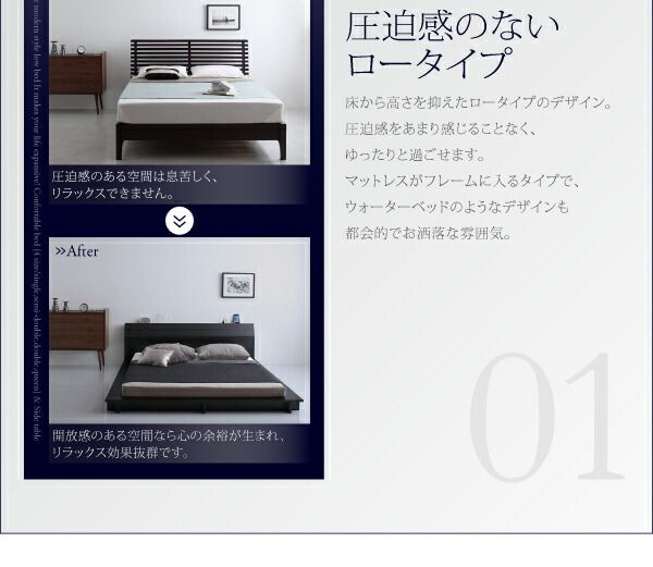 スーパSALE10倍&4時間限定10%OFF 棚・4口コンセント付きデザインフロアローベッド マルチラススーパースプリングマットレス付き ダブル 組立設置付