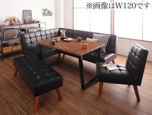 スーパSALE10倍&4時間限定10%OFF ダイニングセット(テーブル&ソファ ベンチ チェア) 古木風 ヴィンテージ カフェスタイル リビングダイニング 6人 5点セット(テーブル+ソファ1脚+アームソファ1脚+チェア1脚+ベンチ1脚) 左アーム W150 組立設置付