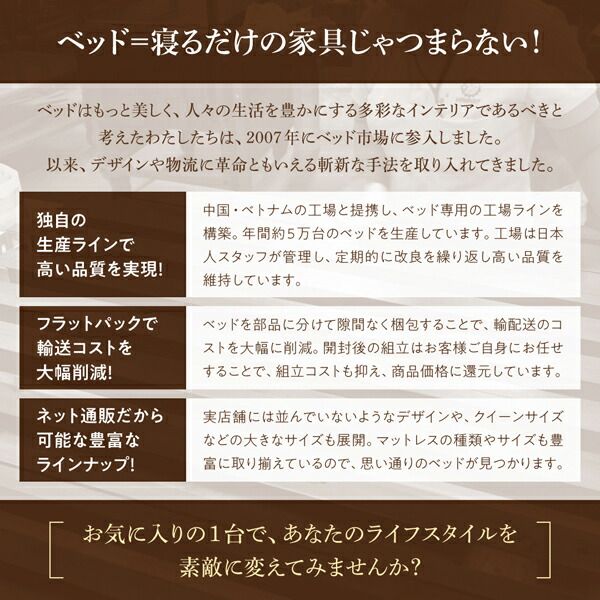 棚・コンセント付収納ベッド マルチラススーパースプリングマットレス付き クイーン 組立設置付
