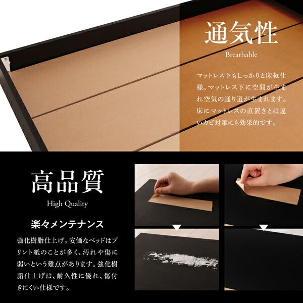 新生活おすすめの10億円売れたフロアベッドシリーズ スタンダードボンネルコイルマットレス付き 棚・コンセント付 セミダブル 組立設置付
