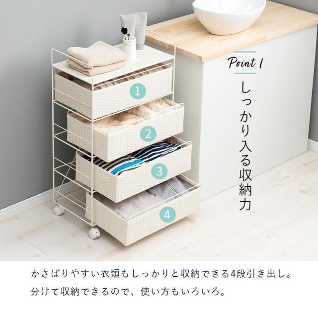 スーパSALE10倍&4時間限定10%OFF ランドリー収納 RAN-2436 幅50cm 棚4段 MI