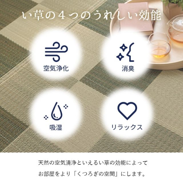 純国産 い草花ござカーペット 『ブロック』 江戸間1畳(約87×174cm)