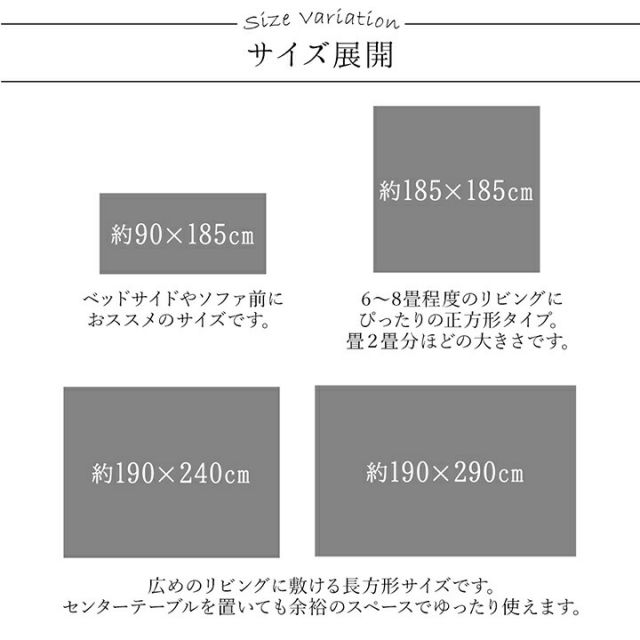 ラグ 長方形 手洗い ループパイル 高級感 おしゃれ 抗菌防臭 オーバーロック 滑りにくい加工 約4畳 約190×290cm 床暖房 ホットカーペット対応