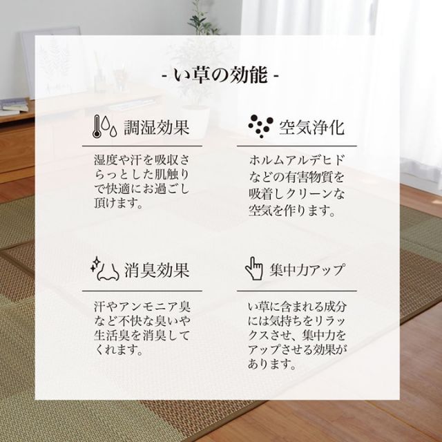 堀こたつ 掘りごたつ 堀り 炬燵 い草 ラグ 敷 市松 くり抜き 付属 マジックテープ 連結 裏 不織布 約191×250cm(中抜き:約90×120cm)
