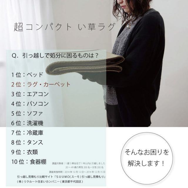 い草ラグ おしゃれ コンパクト シンプル カーペット 『DXモーセ』 約135×180cm