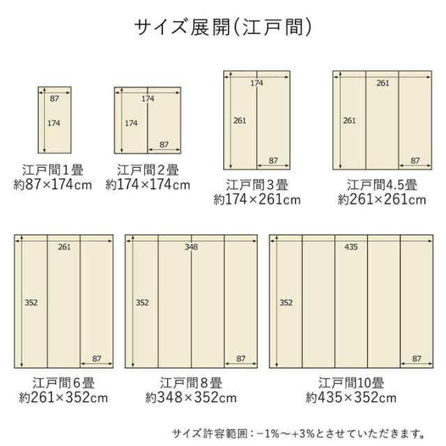 洗える ござ 日本製 国産 カーペット 丈夫 除菌スプレー対応 敷詰 ラグ 敷物 アウトドア レジャー ペット 江戸間6畳(約261×352cm)