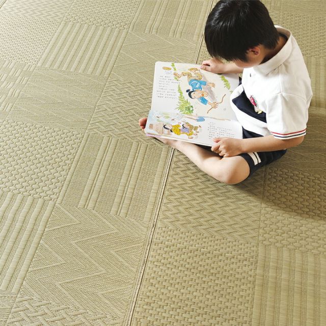上敷き い草カーペット 市松模様 和室 約87×174cm 江戸間1畳