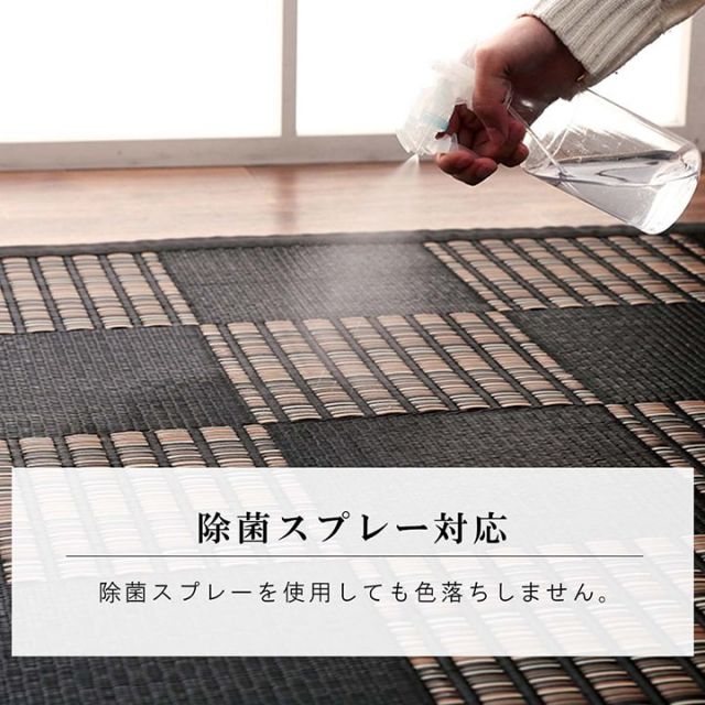 洗える カーペット ダイニング ラグ 敷詰 丈夫 日本製 国産 除菌スプレー対応 モダン 市松 ござ アウトドア ペット 江戸間3畳(約174×261cm)